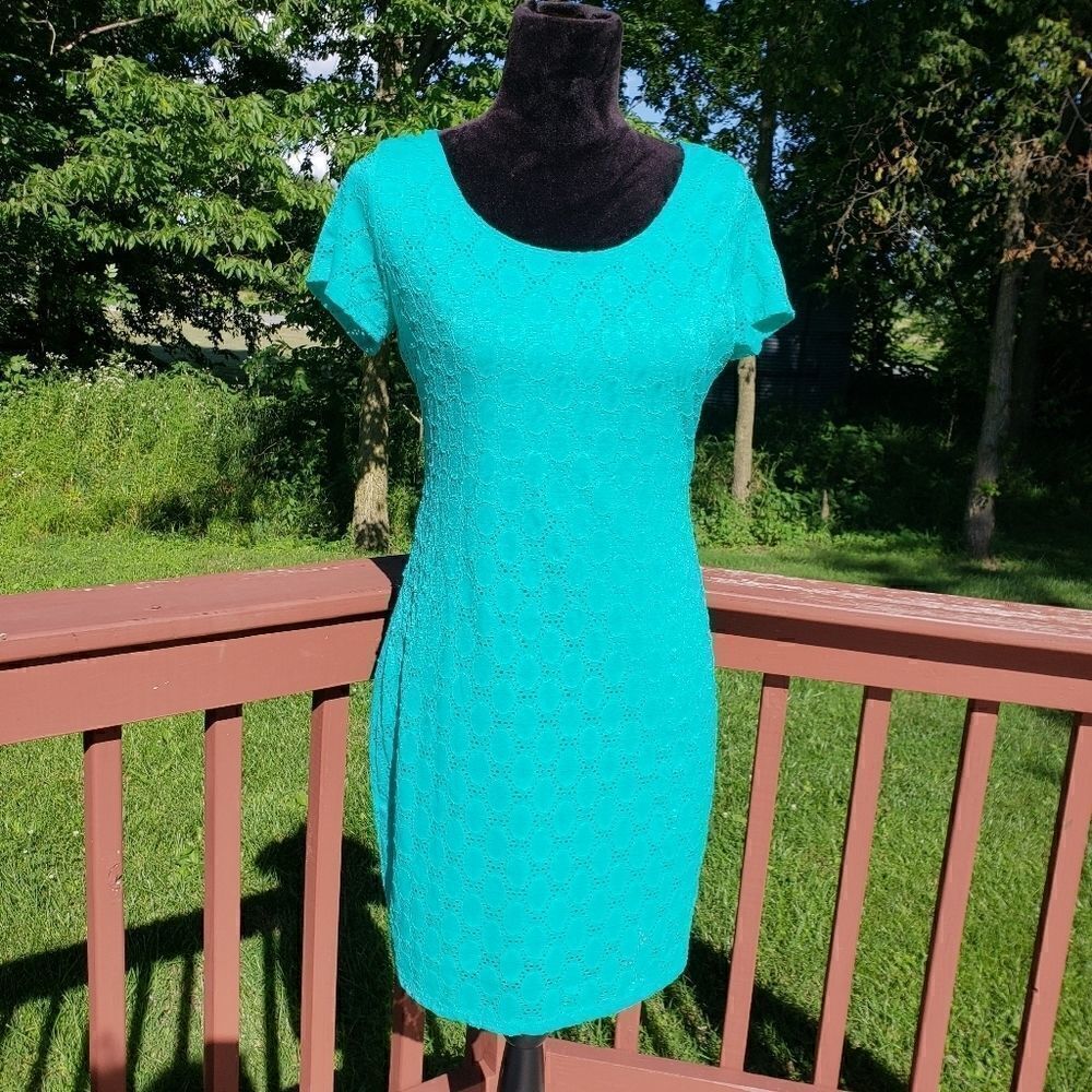 Isaac Mizrahi  Ladies Plain Short Sleeve Summer Lace Prom Party Dress, Large